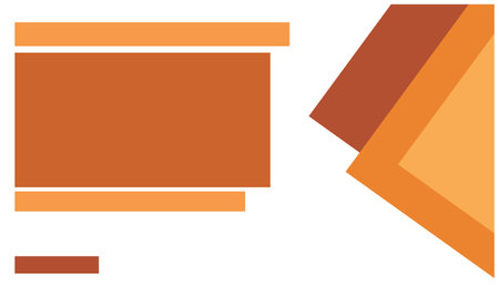 Illustration of a set of geometric shapes in orange and brown colors. Vector illustration of an orange arrow pointing to the right in the corner. Background template elementのイラスト素材