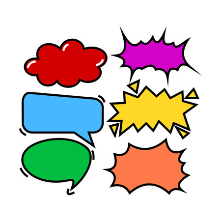 Set of comic speech bubbles in pop art style. Vector illustration. Bubble speech balloon. Chit chat icon symbol. UI design for messagesのイラスト素材