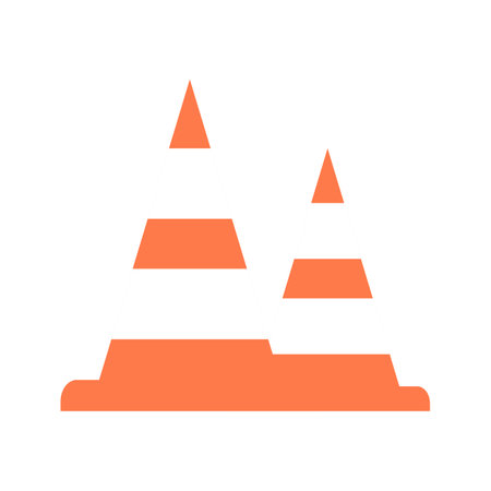 Traffic cone icon symbol. Flat style. Orange on white background. Road signs for road traffic. Road and traffic design elements, safety cone, police etcのイラスト素材