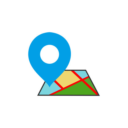 Map icon. Flat vector related icon with shadow for web and mobile applications. Element design for UI, mobile apps, web iconのイラスト素材
