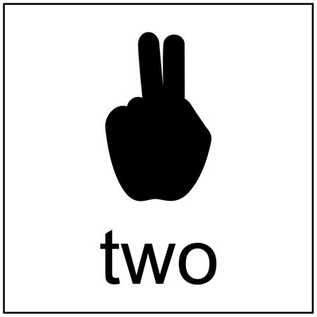 Victory hand sign. Black icon. silhouette of the index and middle finger, the number two sign. Design element silhouette of body part, part of the handのイラスト素材