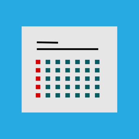 Calendar icon in flat style. Vector illustration on blue background. Icon and symbol design elements for various design needs.のイラスト素材