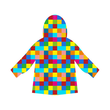 Colorful winter jacket isolated on a white background. Vector illustration. Winter jacket in pixelation concept with  contrast color.のイラスト素材