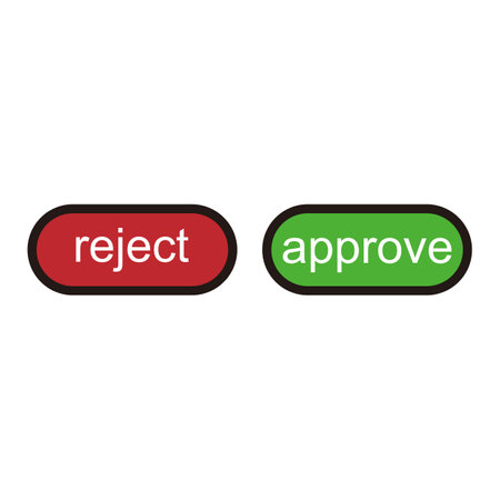 Reject and Approve button on white background. resource graphic element button icon design. Vector illustration with a UI application and technology themeのイラスト素材