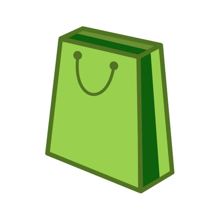 Green shopping bag icon in isometric 3d style on a white background. Basic element design illustrationのイラスト素材