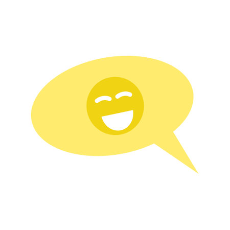 comic face emoticon icon isolated on white background for your web and mobile app design, comic face emoticon logo concept. Yellow bubble speechのイラスト素材