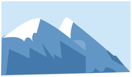 Mountains with snow and ice. Illustration of a mountain landscape in winter. Winter design elements. Background illustration of a snow mountain which is usually used for skiingのイラスト素材