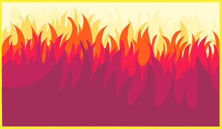 Illustration of a burning on a background of yellow and red. large and big fire illustration design. Fire background element. Fire element background for your design needsのイラスト素材