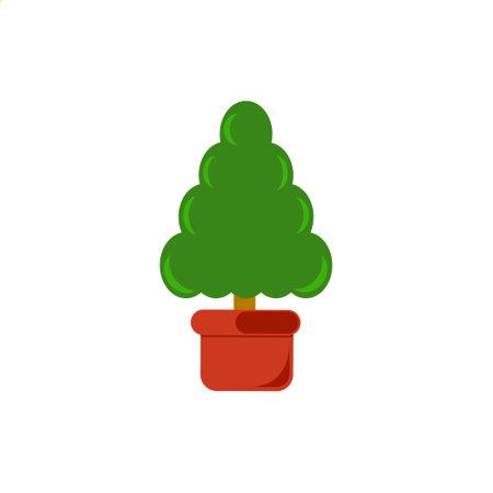 Potted tree icon in flat color style. Houseplant. Tree icon isolated on white background for your web and mobile app design. Illustration element design with nature themeのイラスト素材