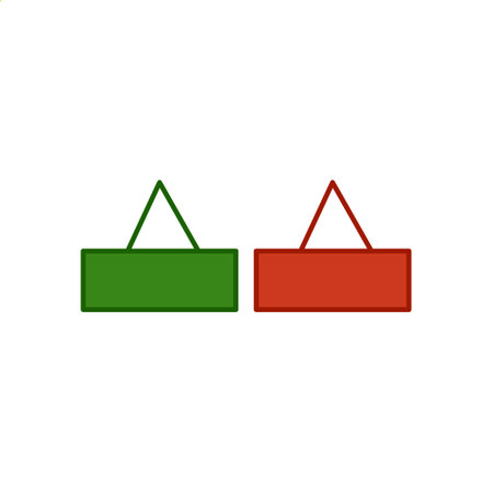 Two-way signboard icon. Two-way signboard. illustration of two red and green signboards. Illustration element design for instructions, name signs, services, shops etcのイラスト素材