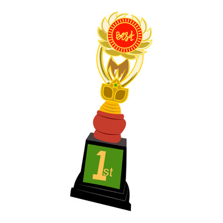 Trophy cup icon. Trophy cup flat icon on white background for web and mobile design. medal design element, symbol of victory. First place, the winner, the best. Achievement designのイラスト素材