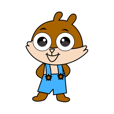 cute little squirrel boy with summer clothes cartoon. Cute little squirrel cartoon illustration graphic design. animal coloring book illustration element design, squirrelのイラスト素材