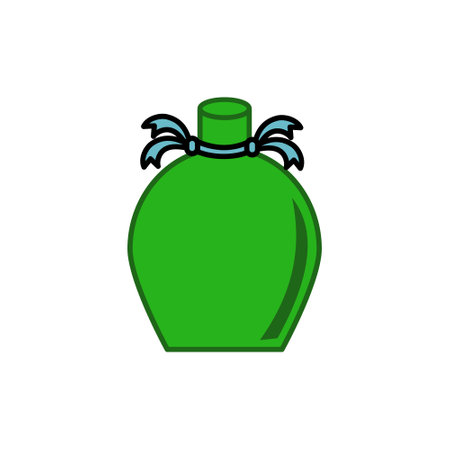 Perfume bottle icon. Flat illustration of perfume bottle icon for web design. icon of a bottle of traditional Chinese mainland liquor. Natural green colorのイラスト素材