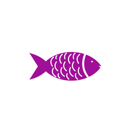 Fish icon illustration element design isolated on white background. Eps 10. silhouette design elements with a nature theme. icon symbol animal water in purple and whiteのイラスト素材
