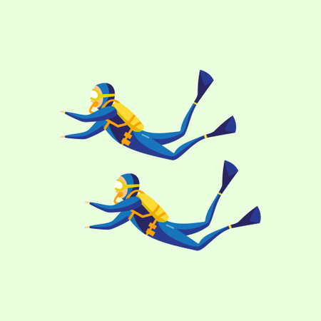 Diver icon symbol. 2 people Diver in Flat design style eps 10 illustration. resources graphic element design. Design element illustration with the theme of nature and diving sportのイラスト素材