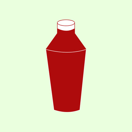 Minimal red cocktail shaker icon with clean geometric shape on a light background, representing bartending tools, drink mixing, bar equipment, and classic beverage preparation.のイラスト素材