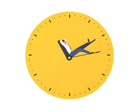 Businessman Sleeping on Clock. Deadline, Time Management Concept.のイラスト素材