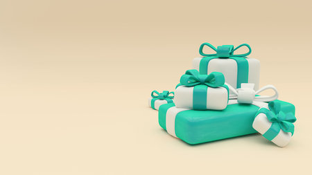 Merry Christmas and happy New year. 3D illustration of high quality gift boxes.の写真素材