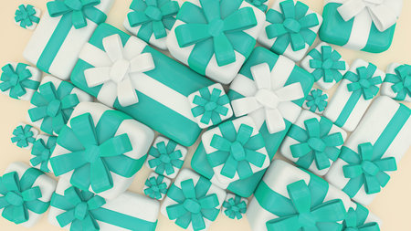 Horizontal 3D illustration of high quality gift boxes icon pattern.の写真素材