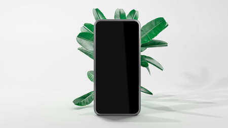 Smartphone mockup blank screen for application presentation. 3D Illustration. Front view. Mockup...