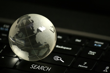 Laptop keyboard with web search buttons, selective focusの写真素材