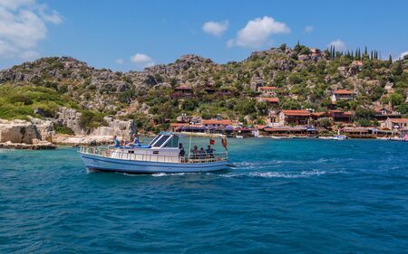 Antalya, Turkey - April 26, 2014: Kalekoy village on the Turkish island of Kekova. The island is Castle, a fortress of the Knights of Malta.のeditorial素材