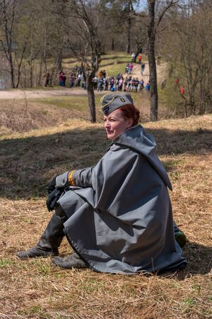 Gatchina, Russia - May 7, 2017: Historical reconstruction of the battles of World War II.