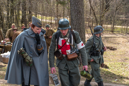 Gatchina, Russia - May 7, 2017: Historical reconstruction of the battles of World War II.