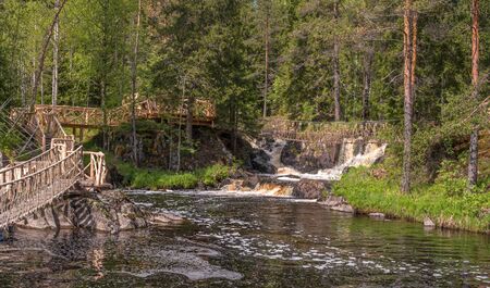 Waterfall on the Tohmajoki River. Republic of Karelia, Russia, Ruskeala.の写真素材