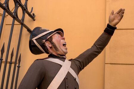 Saint Petersburg, Russia - June 17, 2017: Wax statue of a soldier in the form of a 19th-century Peter and Paul fortress.のeditorial素材