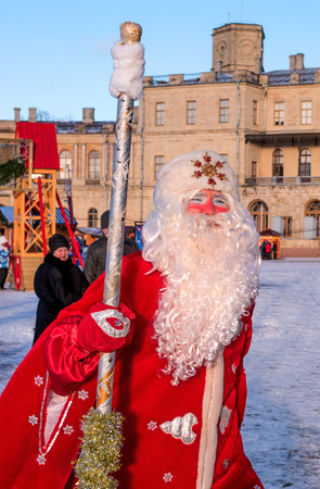 Gatchina, Russia - January 7, 2018: Christmas show for children on the parade ground in front of the Gatchina Palace.のeditorial素材