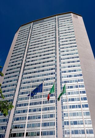Milan, Italy - 10 May 2018: Skyscraper Pirelli Tower-Pirellone at the railway station Milano Centrale. Grattacielo pirelli was designed by Gio Ponty and Pier Luigi Nervi in the fiftiesのeditorial素材