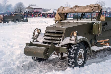 St. Petersburg, Russia - January 19, 2019: Military historical reconstruction - the battle for...