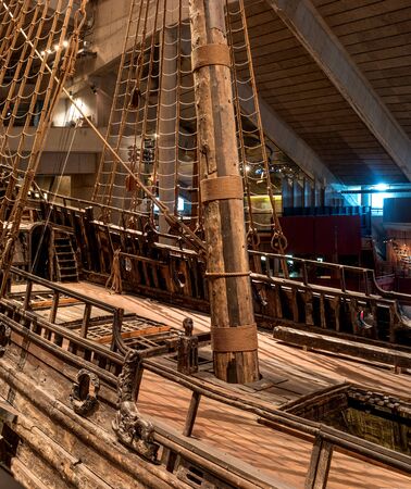 Stockholm, Sweden - April 20, 2019: Old sailing ship Vasa. Vasa Museum in Stockholm. View of the deck of the shipのeditorial素材