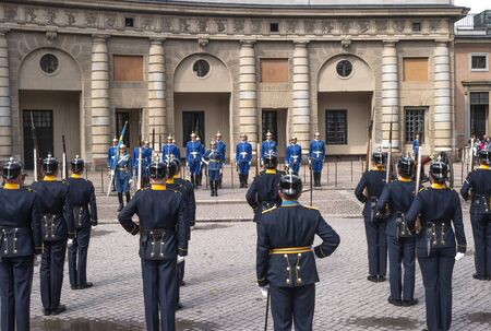 Stockholm, Sweden - May 1, 2019: The Royal Guards Ceremony at the Royal Palace of Stockholm.のeditorial素材