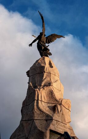 Tallinn, Estonia - January 4, 2020: Monument dedicated to the death of the Russian ship -Mermaid-. An angel with a cross looks into the sea. The monument is located next to Kadriorg Parkのeditorial素材