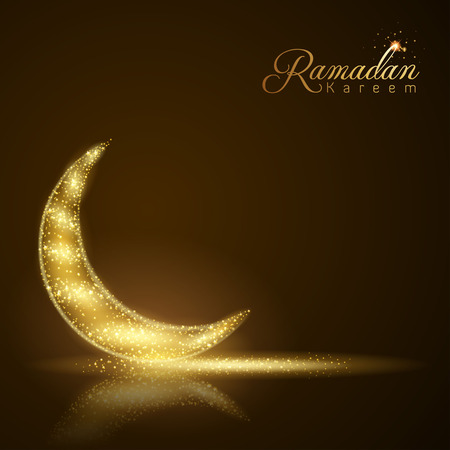 Ramadan Kareem islamic design background greeting glow stars and crescentのイラスト素材