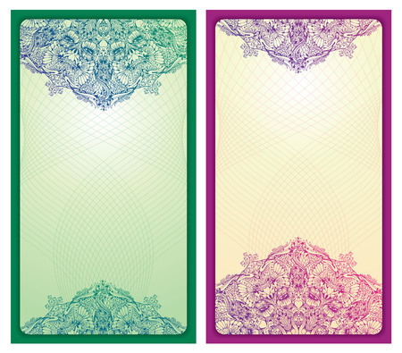 Hand drawn vector floral pattern ornament greeting card templateのイラスト素材