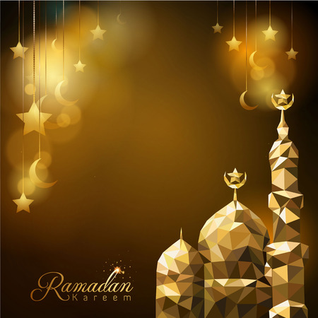 Ramadan Kareem background glow mosque dome and star and islamic crescentのイラスト素材