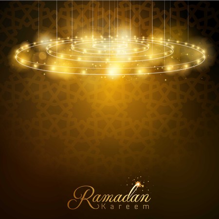 Ramadan Kareem glow lamp with arabic geometric patternのイラスト素材