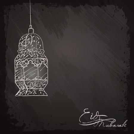 Eid Mubarak greeting background lantern sketchのイラスト素材