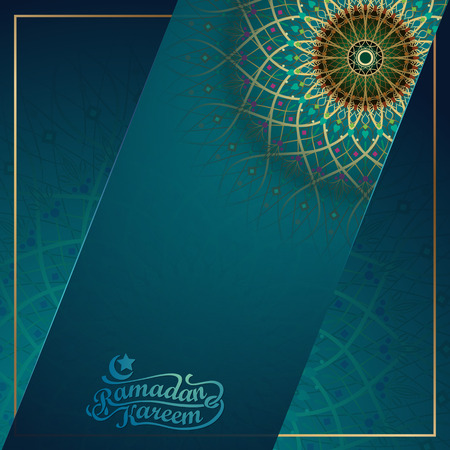 Ramadan Kareem greeting card template with mandala geometric patternのイラスト素材