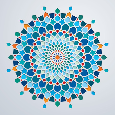Arabic circle geometric pattern colorful mosaicのイラスト素材
