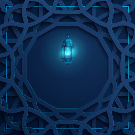 Islamic greeting template for eid or ramadan arabic geometric pattern with lanternのイラスト素材