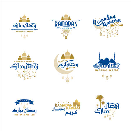 Set of ramadan kareem emblems islamic muslim decorationのイラスト素材