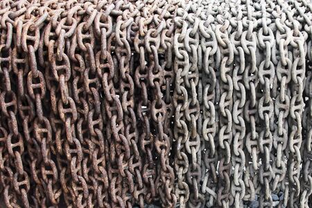 Anchor ship chain. Rusty metal chain links.  The texture of the rusty links of the chains of the...