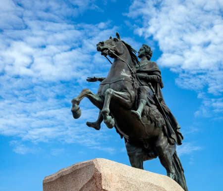 Bronze Horseman is monument to Peter I on the Senate Square in Saint Petersburg. Fragment and details of the monument to Peter the Great by sculptor Falcone.の写真素材