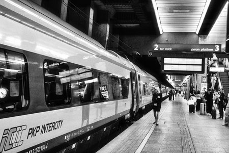 Warsaw, Poland - July 4 2023: inside of Warszawa Centralna stationのeditorial素材