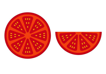 tomato slices. Healthy and delicious food. Vector graphics on a white background.のイラスト素材