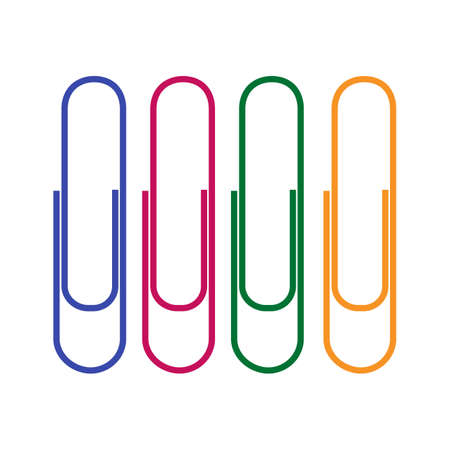 Realistic Paperclip icon. paper clip attachment. Attach file business document. color vector illustration.のイラスト素材